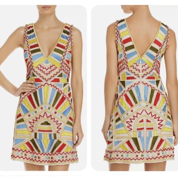 Gianni Bini | Abstract Multicoloured Beaded Sequin Dress - Picture 1 of 13